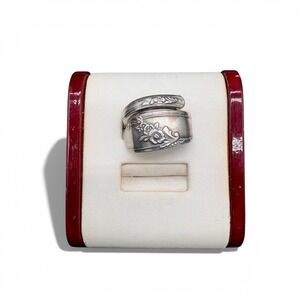 Victorian Silver Plate Spoon Ring Size‎ 9 | Handmade Ornate Floral Filigree